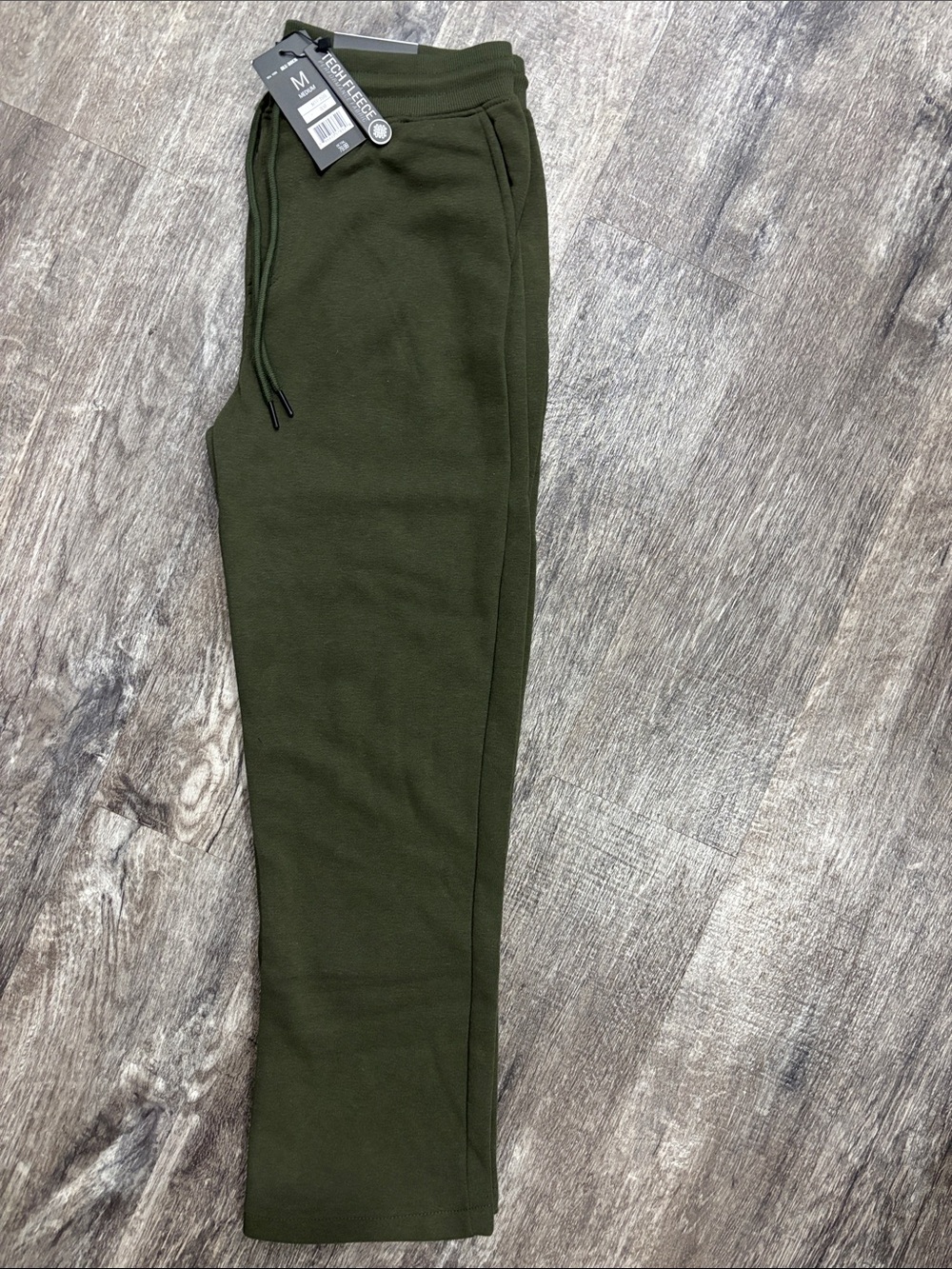Men's Olive Green Fleece Joggers with Drawstring Waist